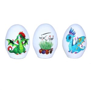 Haftseen Painted Egg for Iranian Nowruz Celebration – Dragon Design (Pack of 3)
