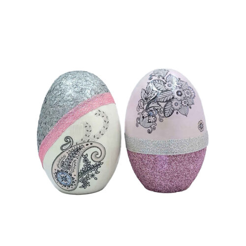 Haftseen Painted Egg for Iranian Nowruz Celebration - Floral and pasley Design (Pack of 2)