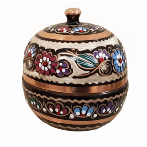 Handcrafted Persian Copper Sugar Bowl with Lid a Egg-shaped Design – Minakari Enameled