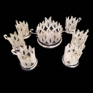 Handcrafted Persian Filigree Tea & Coffee Set – with Silver Coated | 7 Pieces