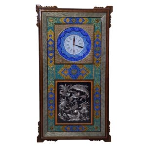 Handcrafted Persian Wooden Wall Clock – Khatam Marquetry Art, Model Yashm