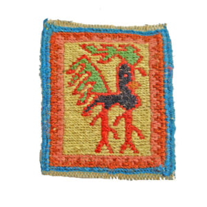 Handwoven Kilim Coaster – Orange Rooster Motif, Traditional Wool Square