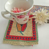Fars Kilim Coaster – Cream Pistachio Pattern, Handwoven Wool Square