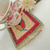 Fars Kilim Coaster – Cream Pistachio Pattern, Handwoven Wool Square