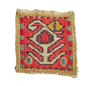 Magenta Geometric Kilim Coaster – Handwoven Wool Square, Boho Traditional