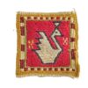 Magenta Swan Kilim Coaster – Handwoven Wool Square, Boho Bird Design