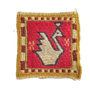 Magenta Swan Kilim Coaster – Handwoven Wool Square, Boho Bird Design