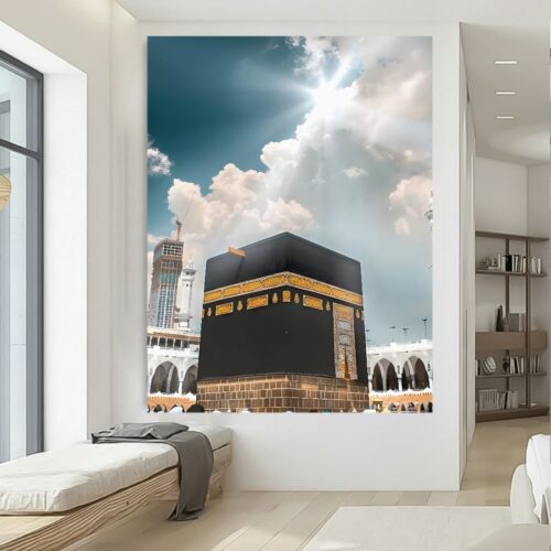 Kaaba Framed Print Wall Art with Photographic Islamic Design
