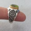 Islamic ‌Peridot Silver Ring for Men in Ya Hussain Calligraphy