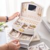 Jewelry Box with Multi-Tier Storage wih Mirror and Lock for Organized Accessories