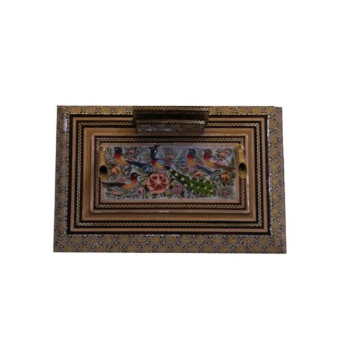 Signature Bird & Flower – Khatamkari Desk Organizer for Cards & Pens