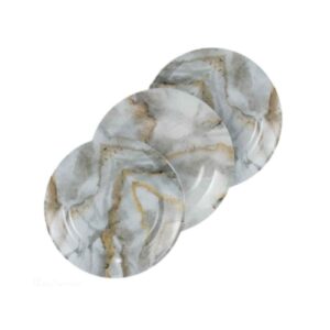 Melamine Plate Set – Microwave and Dishwasher Safe with Marble Design (Pack of 18)
