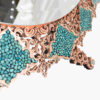 Persian Copper Turquoise Inlay Mirror Frame & Candle Holders with Silver Engraved Design