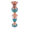 Persian Copper Turquoise Inlay Mirror Frame & Candlesticks Perfect for Home Decor