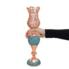 Persian Copper Turquoise Inlay Mirror Frame & Candlesticks Perfect for Wedding Ceremony