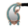 Persian Copper Turquoise Inlay Mirror Frame & Candlesticks with Floral & Paisley Design