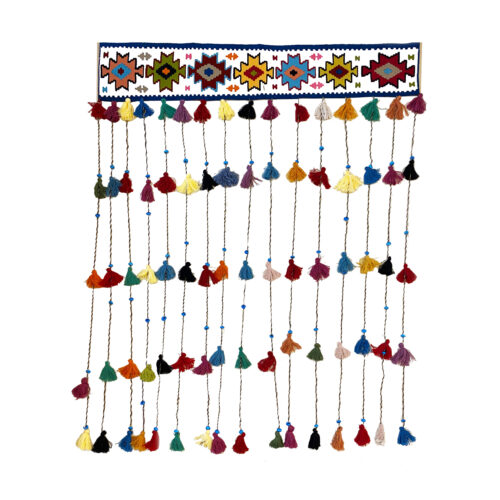 Persian Wool Kilim Tassel Wall Hanging Tapestry, Traditional Handwoven Wall Decor