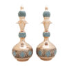 Persian Decorative Copper Bottle & Vase Set with Turquoise Inlay Design