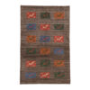Handwoven Persian Kheshti Gabbeh Rug with Animal Motifs - Brown Wool