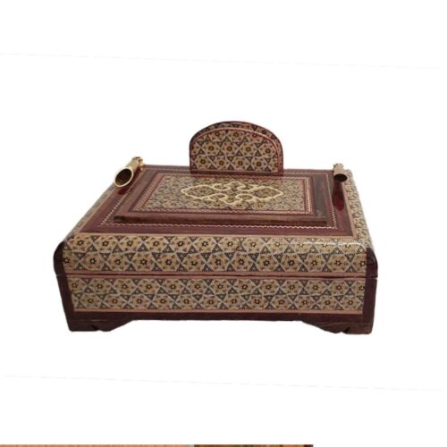 With Storage Box – Persian Khatamkari Pen Holder for Efficient Desks