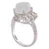 Persian Women's Silver Ring with Yemeni Agate, Diamond Setting, Rhodium Plating