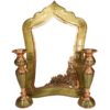 Persian Wooden Mirror Frame Khatamkari with Two Candle Holder in Green Color Traditional Design