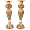 Persian Wooden Mirror Frame Khatamkari with Two Candle Holder in Green Color Traditional Design