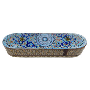 Persian Wooden Pencil Box Handcrafted Khatamkari – Perfect for Gift in Blue