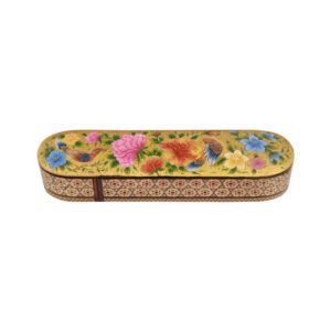 Persian Wooden Pencil Box Handcrafted Khatamkari – Perfect for Gift with Bird & Flower Design