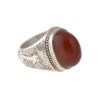 Persian Yemeni Aqeeq Silver Ring for Men with Brown Gemstone
