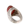 Persian Yemeni Aqeeq Silver Ring for Men with Brown Gemstone