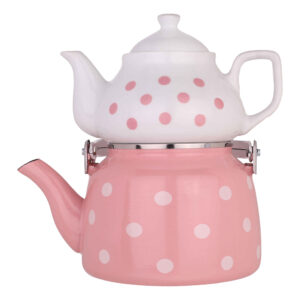 Porcelain Double Teapot Set – Suitable for Tea Durable with Polka Dot Design