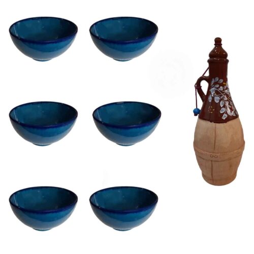 Pottery Dizi Bowl - Perfect For Abgoosht, Yogurt, Soup and Noodles with Jug (Set of 7)