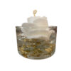 Scented Candle Jar for Relaxation & Any Occasion with Lavender Scent & Flower Design