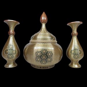 Set of 3 Candy Bowl with Vases Khatam Kari Style Elegant Design