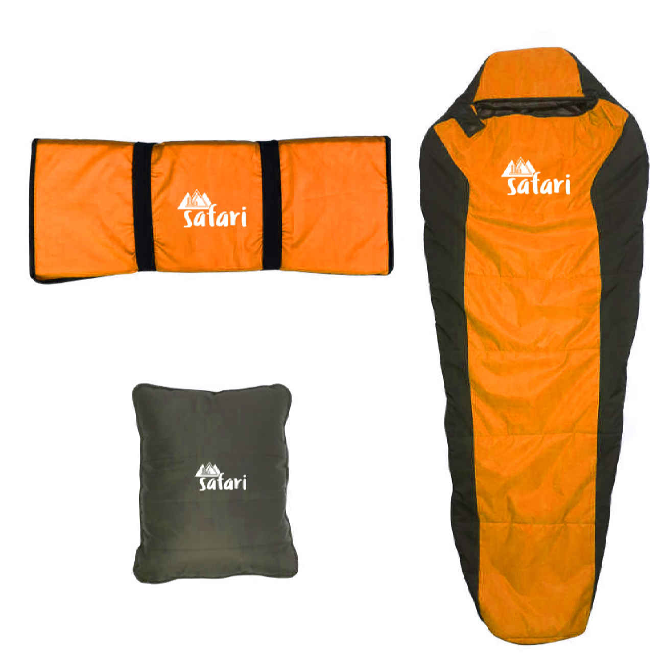 Single Person Sleeping Bag – with Travel Mat and Pillow for Camping, Hiking | Safari
