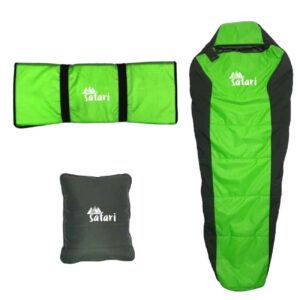 Single Person Sleeping Bag – with Travel Mat and Pillow for Camping, Hiking | Safari