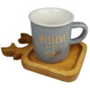Deer Antler Design Wooden Coasters 2-Pack – Square Boho Table Accessory