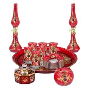 The 17-Piece Shah Abbasi Tea Set is a Traditional and Elegant Designed for Serving Tea to Six People