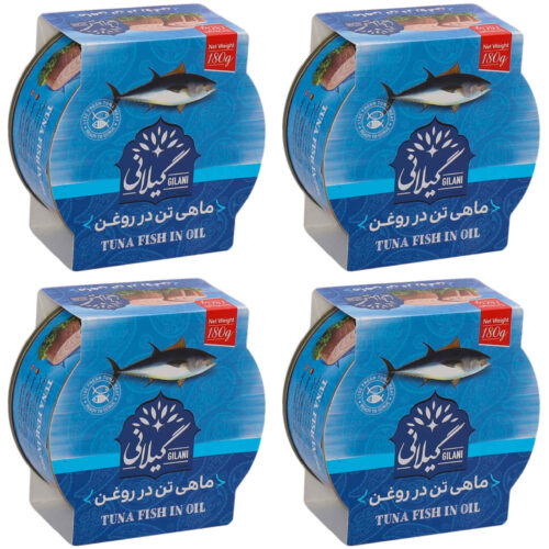Tuna in Vegetable Oil Gilani Style Persian Canned Tuna in Vegetable Oil 180g (Pack of 4)