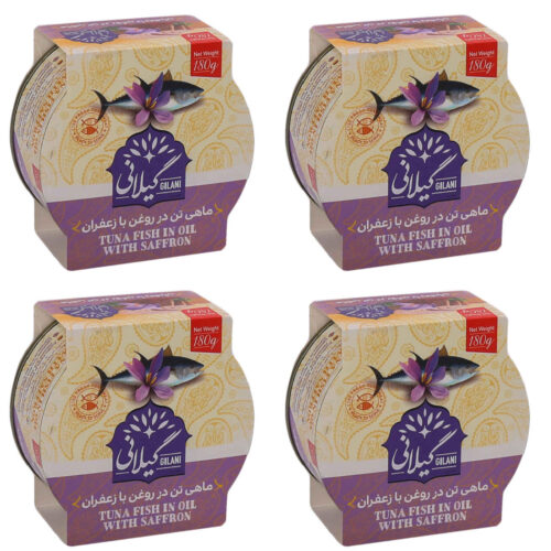 Tuna with Saffron Gilani Style Persian Canned Tuna with Saffron Flavor 180g (Pack of 4)