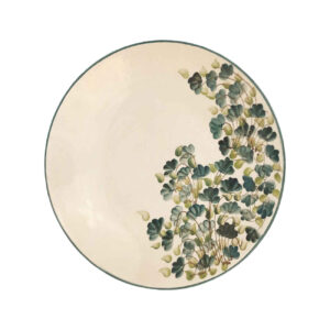 Ceramic Dinnerware Plate – Blossom Pattern, Artistic Foliage, Microwave & Dishwasher Safe
