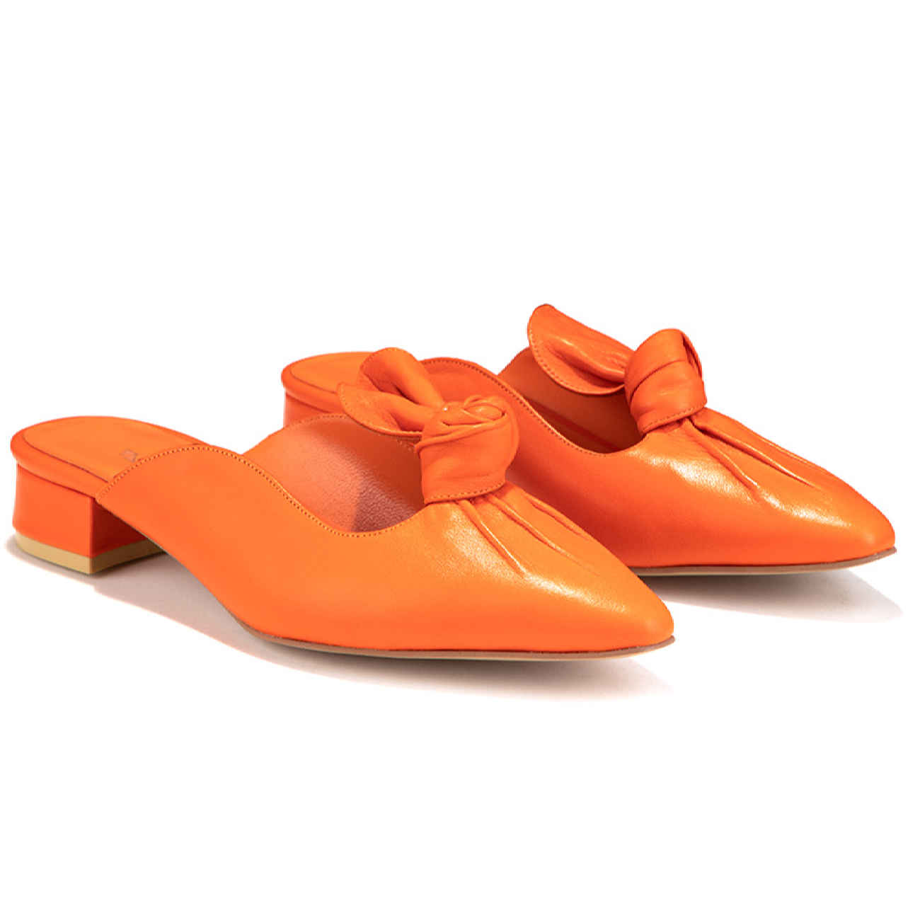 Women’s Mashhad Natural Leather Mules Shoes Comfort and Stylish in Orange