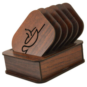 Sustainable Boho Wooden Coasters 6-Pack – Square Style for Any Occasion