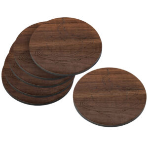 Tree Trunk Wooden Coasters with Holder 6-Pack – Rustic Round Design