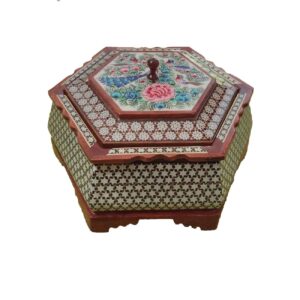 Wooden Khatam Kari Candy Bowl – Perfect for Gift & Tea or Coffee in Brown