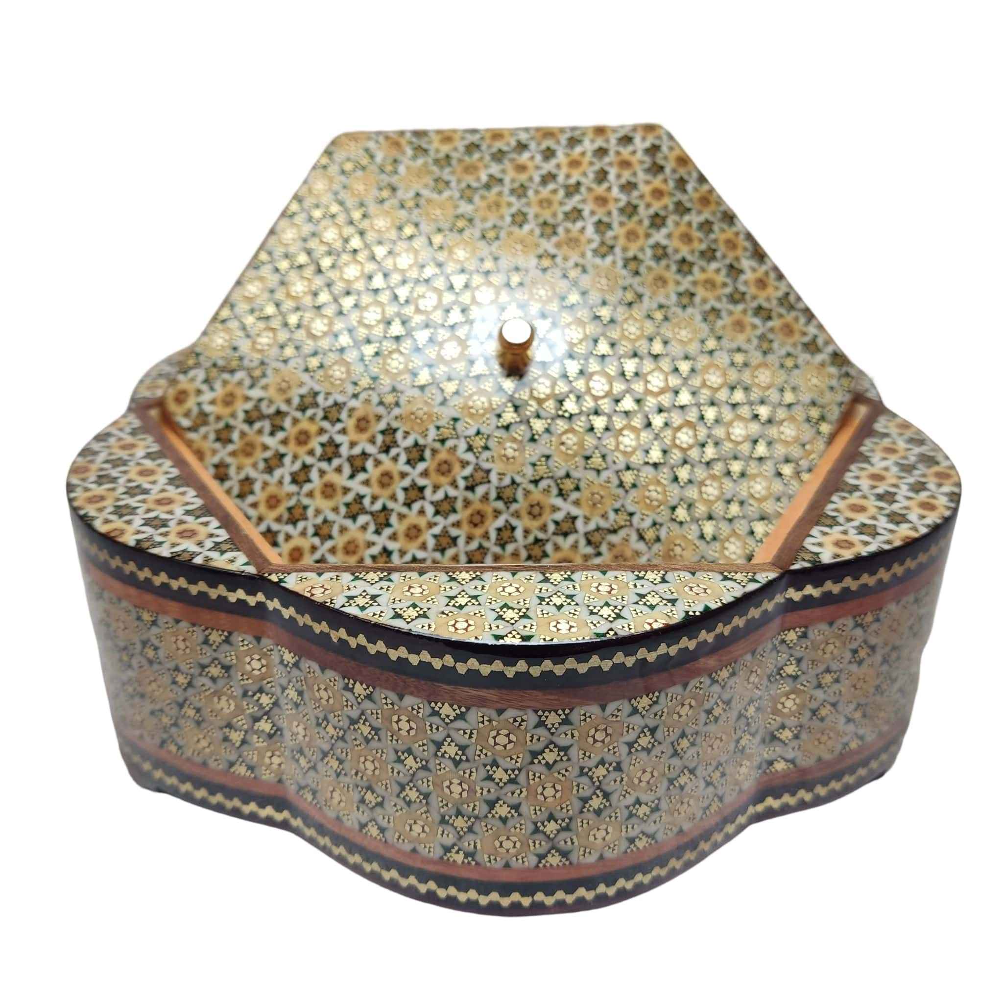 Wooden Khatam Kari Candy Bowl – Perfect for Gift & Home Decor with Lid