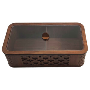 Wooden Tea Storage Chest – Geometric Home Décor Theme & Organizer