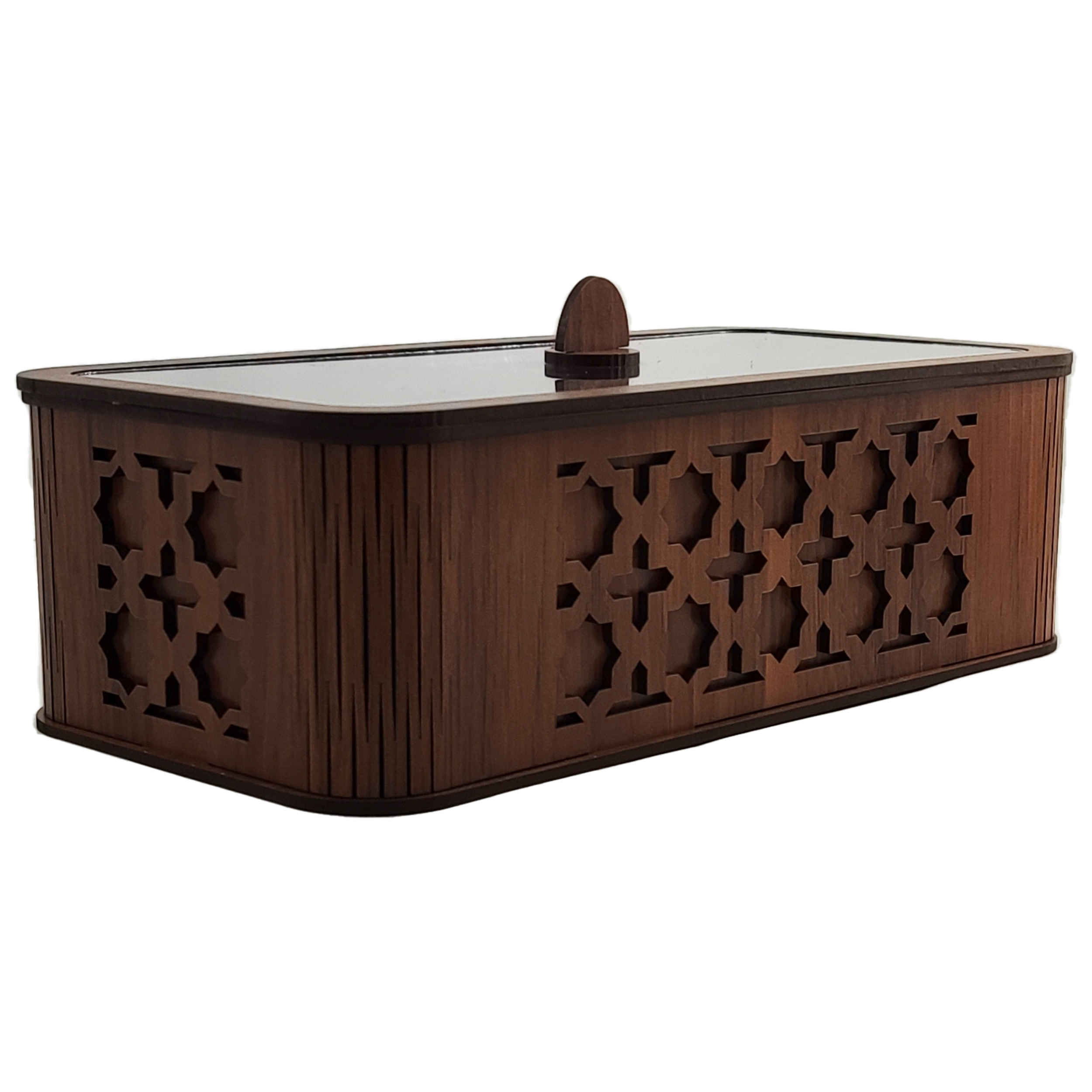 Wooden Tea Storage Chest – Geometric Home Décor Theme & Organizer