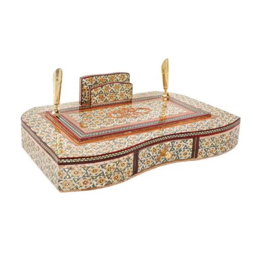Smart & Stylish – Sliding Khatamkari Holder for Pens and Business Cards